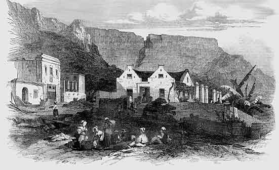 Dutch housing in a suburb of Capetown, c. 1860s. ILN artist.